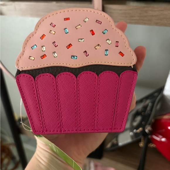 kate spade pink cupcake coin pouch with multicolor sprinkle gems - Picture 3 of 3